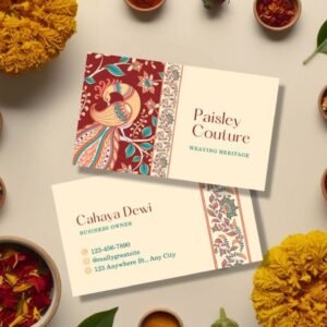 Premium ethnic business card printing with traditional Indian motif design by Seth Printers Udaipur